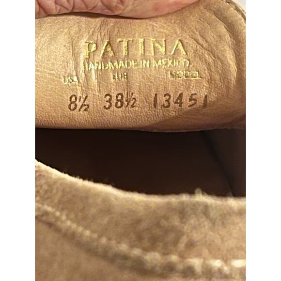 Patina Zoe Chunky Lug Loafers Platform •38.5/8.5• Taupe Beige Suede Portland - Picture 8 of 11